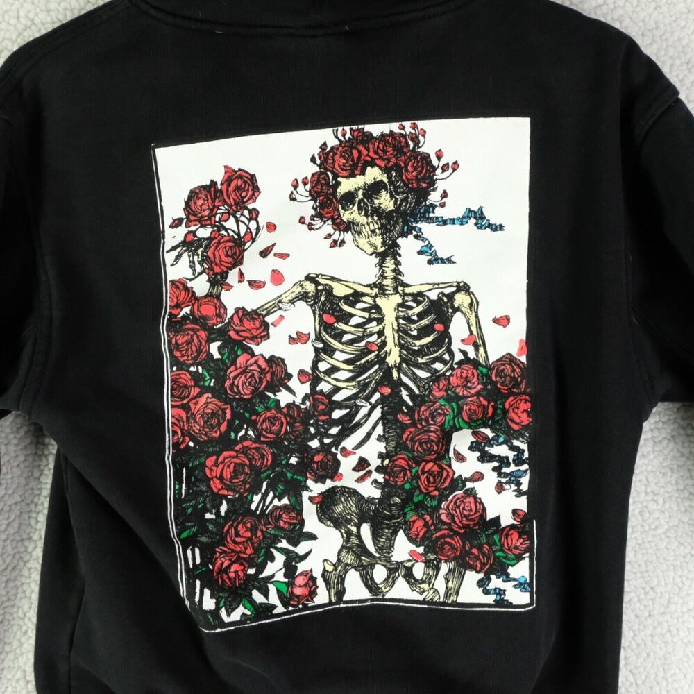 Grizzly Walking Dead Hoodie Womens Medium Black Skull & Roses Graphic Sweatshirt